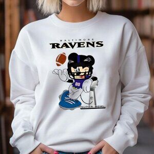 Baltimore Ravens Crewneck Sweatshirt Mickey Disney Super Bowl Cozy Team Gift 17